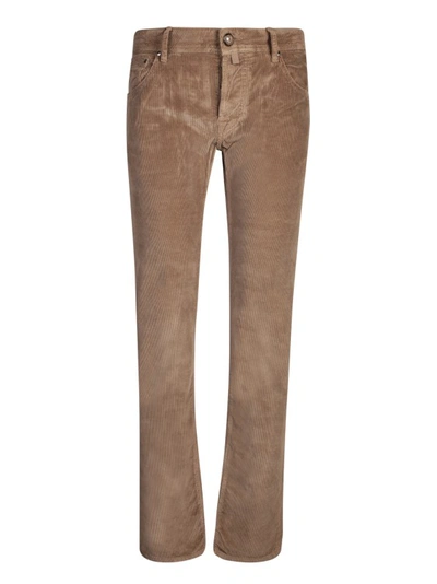 Jacob Cohen Beige Mid Rise Trousers In Brown