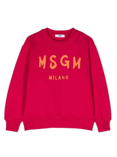 Msgm Kids Logo Printed Long In Pink