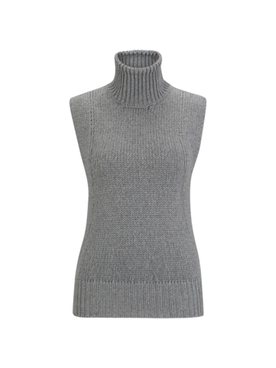 Hugo Boss Cotton And Wool-blend Rollneck Sweater Vest In Light Grey