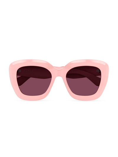 Alaïa Logo Acetate Butterfly Sunglasses In Shiny Solid Pink