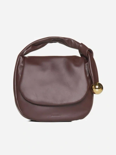 Jil Sander Sphere Flat Napa Leather Shoulder Bag In Brown