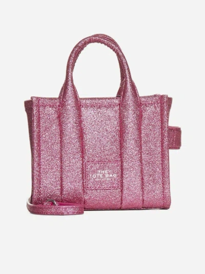 Marc Jacobs The Galactic Glitter Mini Tote Bag In Lipstick Pink