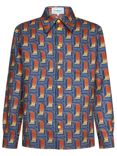 Casablanca Patterned Jacquard Buttoned Overshirt In Multi