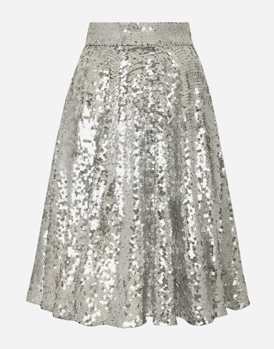 Dolce & Gabbana Sequined Midi Circle Skirt In ブルー