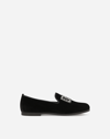 Dolce & Gabbana Velvet Slippers In Black