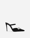 Dolce & Gabbana Dolce  Gabbana Embellished Pointed Toe Satin Mules In Black