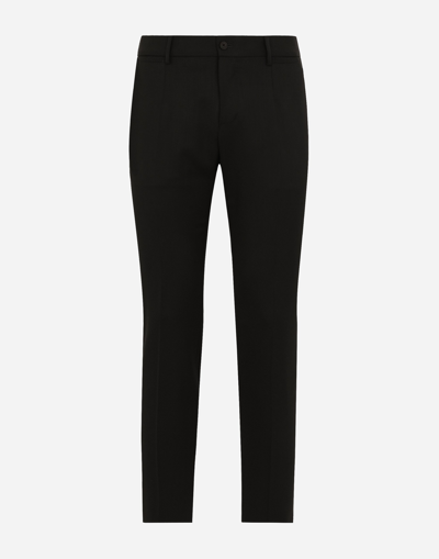 Dolce & Gabbana Stretch Wool Twill Pants In Black