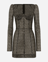 Dolce & Gabbana Long-sleeved Sequined Corset Dress In Black