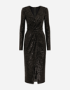 DOLCE & GABBANA MICRO-SEQUINED CALF-LENGTH DRESS