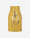 Dolce & Gabbana High-waisted Sequined Midi Skirt In Yellow