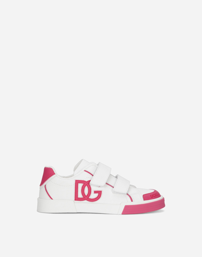 Dolce & Gabbana Kids' Calfskin Portofino Trainers In Multicolor