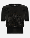 DOLCE & GABBANA SHORT-SLEEVED TOP WITH SEQUIN EMBELLISHMENT