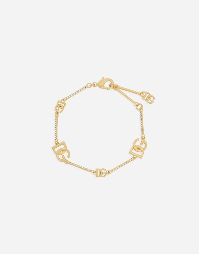 Dolce & Gabbana Bracelet With Dg Logo And Rhinestones In Gold