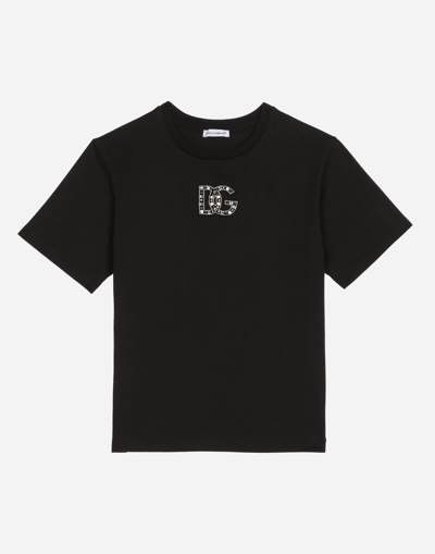 Dolce & Gabbana Jersey T-shirt With Dg Logo In Black