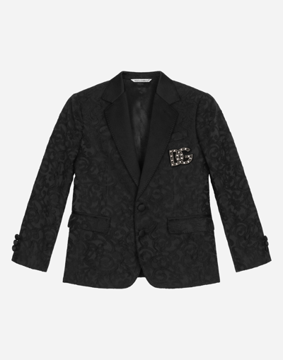 Dolce & Gabbana Single-breasted Jacquard Jacket In Black