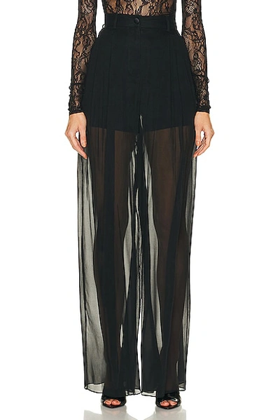 Dolce & Gabbana Loose Black Trousers With Detachable Culottes In Stretch Silk Chiffon Woman