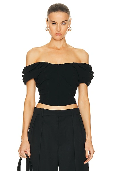 A.l.c Nora Off-the-shoulder Puff-sleeve Corset Top In Black