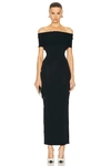 Wardrobe.nyc Off-shoulder Viscose Blend Midi Dress In Black