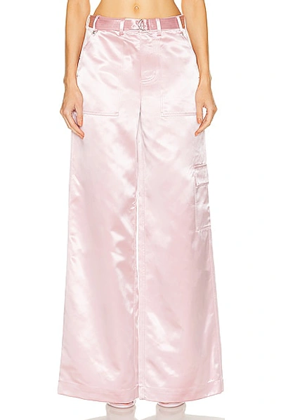 Staud Shay Satin Wide-leg Cargo Pants In Cherry Blossom