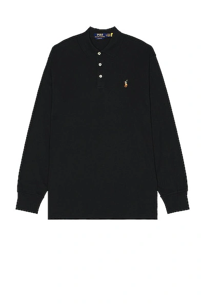 Polo Ralph Lauren Pima Cotton Long-sleeved Polo Shirt In Black
