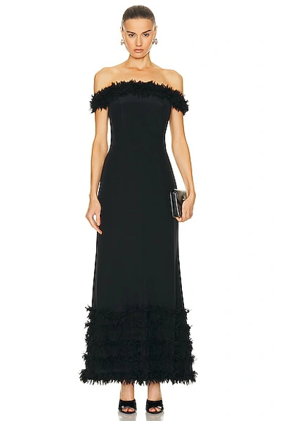 Tove Bodhi Silk Crepe Off-shoulder Gown In Black