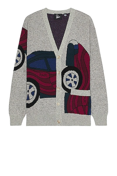 By Parra No Parking Knitted Cardigan In Grey Melange