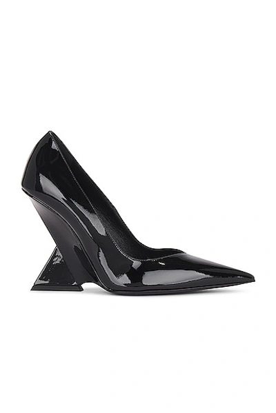 Attico Women's Black Cheope Pointed-toe Patent-leather Courts