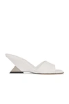 Attico White Leather Cheope Mules In White & Nichel