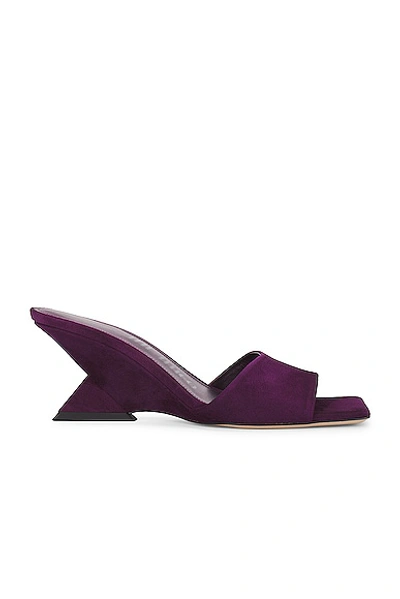 Attico Cheope 70 Suede Wedge Mules In Black