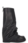 Attico 'robin' Black Boots With Square Toe And Logo Plaque On The Rear In Black