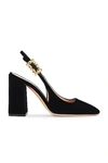 Gianvito Rossi Wondy 95 Velvet Slingback Pumps In Black