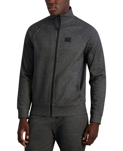 Karl Lagerfeld Men's Slim-fit Textured Track Jacket, Created For Macy's In Grey,black