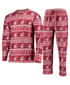 Concepts Sport Crimson Washington State Cougars Ugly Sweater Long Sleeve T-shirt And Pants Sleep Set In Crimson