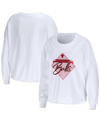 WEAR BY ERIN ANDREWS WOMEN'S WEAR BY ERIN ANDREWS WHITE CHICAGO BULLS CROPPED LONG SLEEVE T-SHIRT