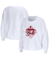 Wear By Erin Andrews White Chicago Bulls Cropped Long Sleeve T-shirt In White