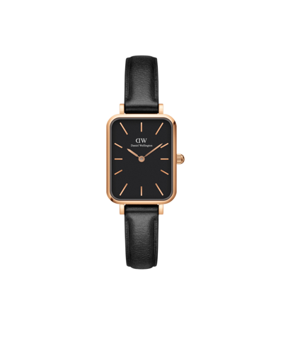 Daniel Wellington Women's Quadro Sheffield Black Leather Watch 20 X 26mm In Black/black