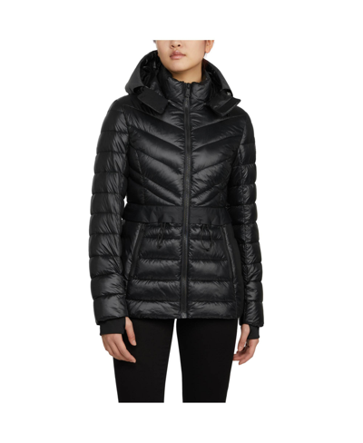 Pajar Women's Bailey Packable Lightweight Puffer Thinsulate With Detachable Hood In Black