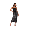 Edikted Vegas Patent Faux Leather Strapless Midi Dress In Black