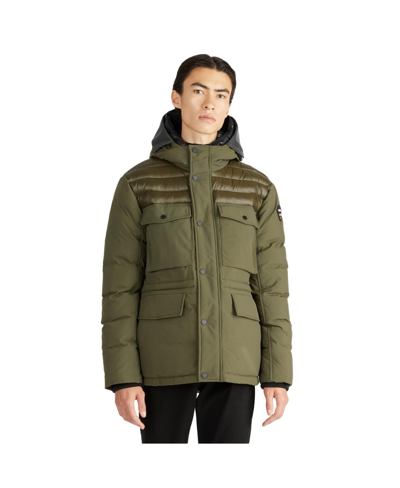Pajar Mikkel Mixed Media Parka Coat With Detachable Inner Hood In Military
