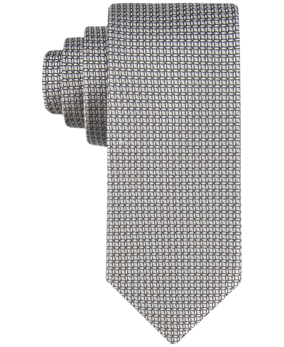 Calvin Klein Men's Solid Geo-print Tie In Grey
