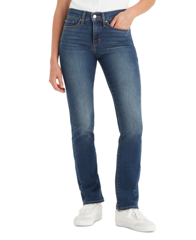 Levi's 314 Shaping Slimming Straight Leg Mid Rise Jeans In Zealous Blue