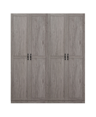 Manhattan Comfort Hopkins 2-piece Medium Density Fibreboard 4-shelf Storage Closet Set In Gray