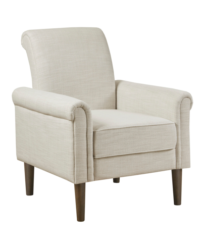 510 Design 30" Jeanie Wide Fabric Rolled Arm Accent Chair In Ivory