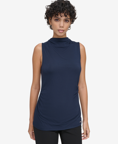 Calvin Klein Women's X-fit Sleeveless Rib Knit Top In Navy