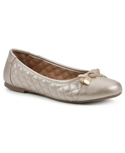 White Mountain Women's Seaglass Wide Width Ballet Flats In Ant Gold Metallic