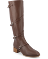 Journee Collection Elettra Tru Comfort Buckle Knee High Boot In Brown