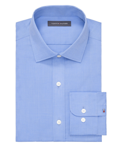 Tommy Hilfiger Men's Th Flex Essentials Wrinkle Free Stretch Dress Shirt In French Blue