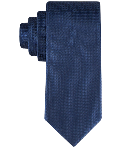 Calvin Klein Men's Solid Geo-print Tie In Navy