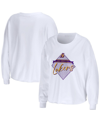 Wear By Erin Andrews White Los Angeles Lakers Cropped Long Sleeve T-shirt In White