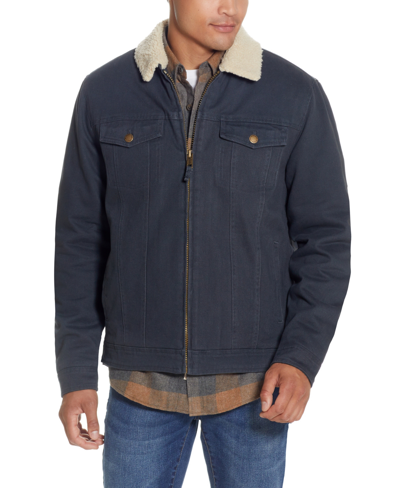 Weatherproof Vintage Men's Sherpa Lined Canvas Twill Trucker Jacket In Slate